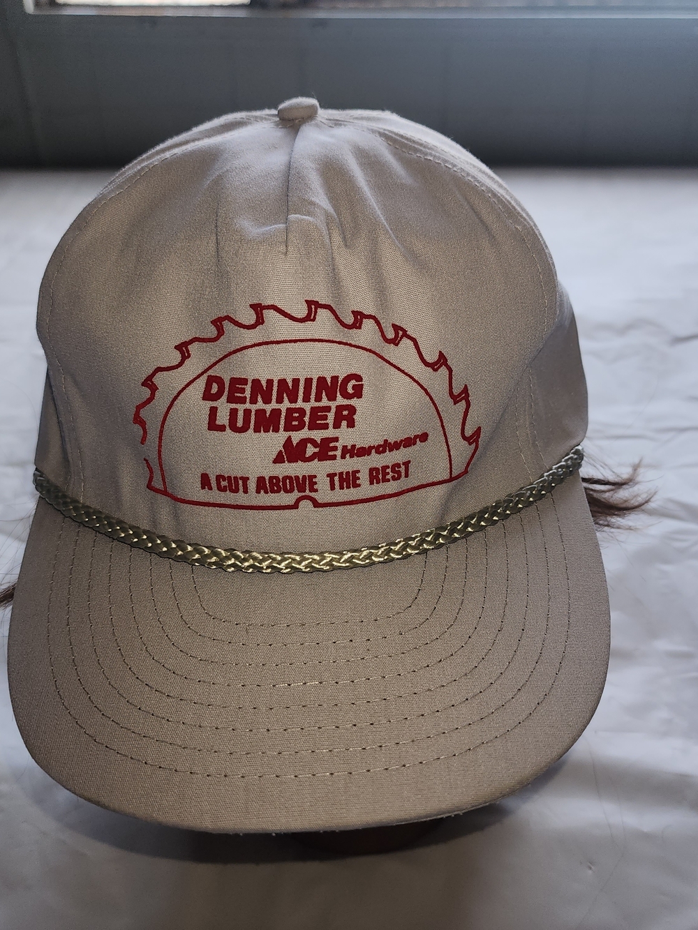 VTG DENNING LUMBER ACE HARDWARE A CUT ABOVE THE REST TRUCKER HAT LIGHT GRAY